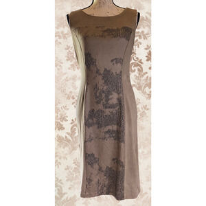 Coquette Carmen Marc Valvo Womens S Sheath Brown w/Animal Print Panel Dress